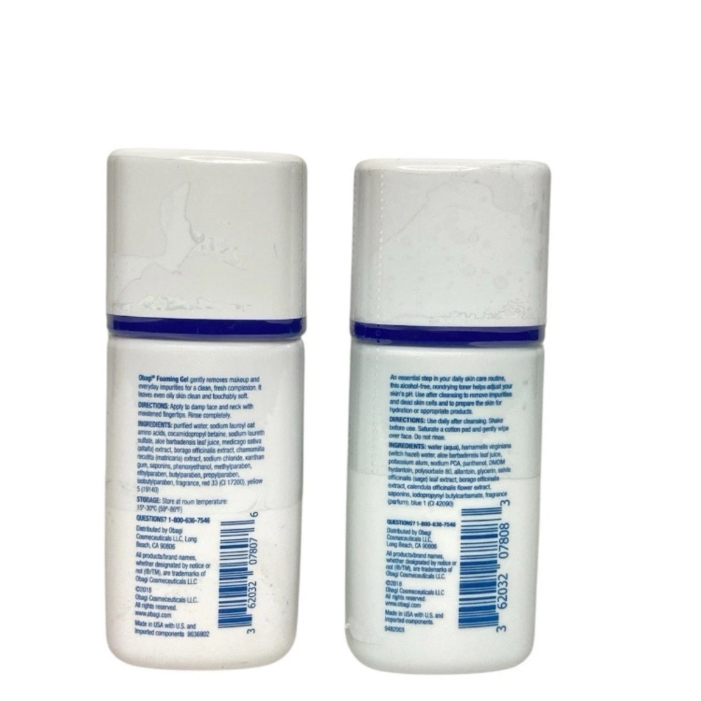 Obagi Nu-Derm AM/PM Facial Foaming Gel And Toner Travel Size 2 Fl Oz NEW SEALED - Picture 2 of 2